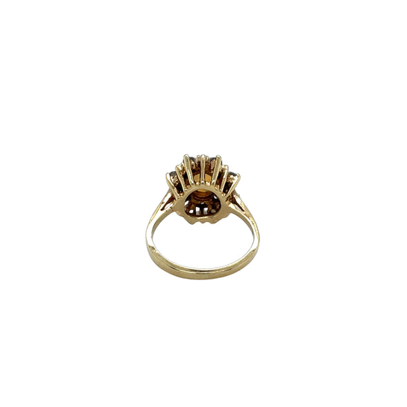 14K 1970s Yellow Gold Opal and Diamond Ring