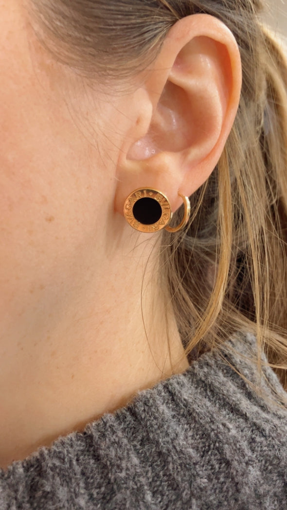 Bvlgari 18K Yellow Gold and Black Onyx Earrings