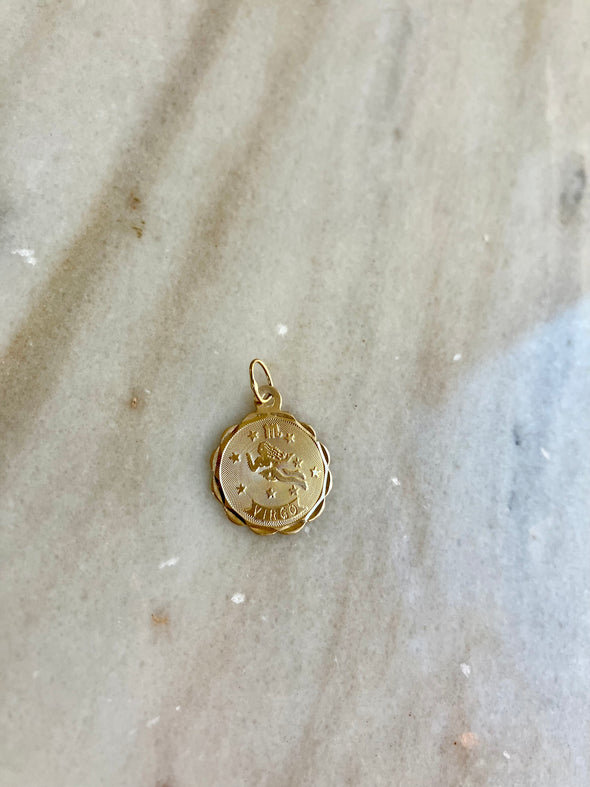 Vintage Virgo Charm Pendant