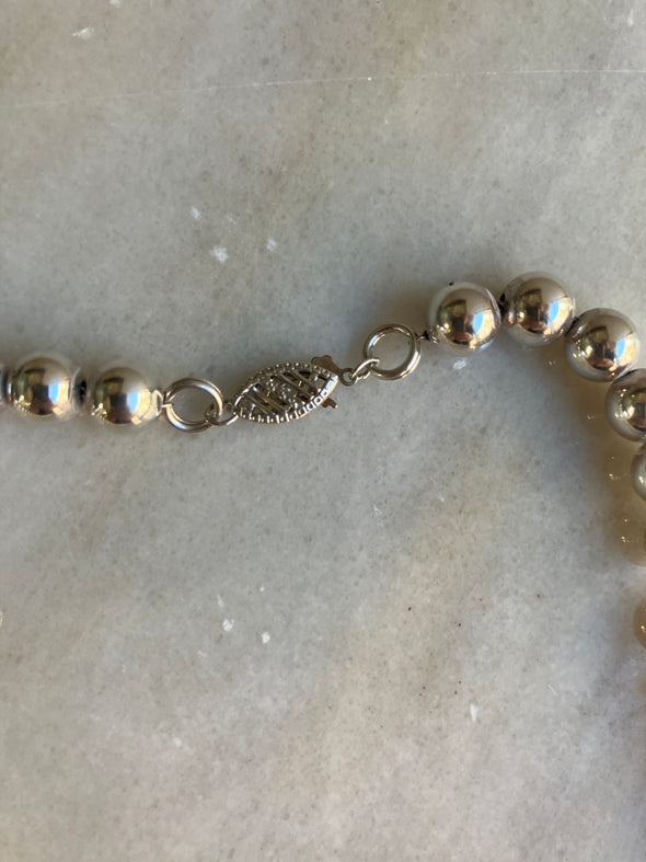 Vintage Sterling Silver with Silver Beaded Necklace