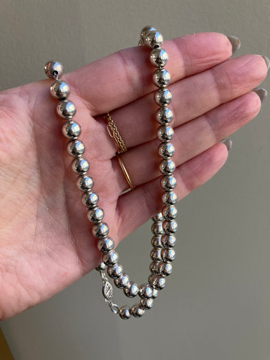 Vintage Sterling Silver with Silver Beaded Necklace
