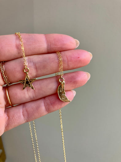 Moon and Star Necklace