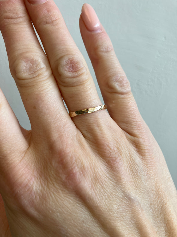 14K Yellow Gold Hammered Band