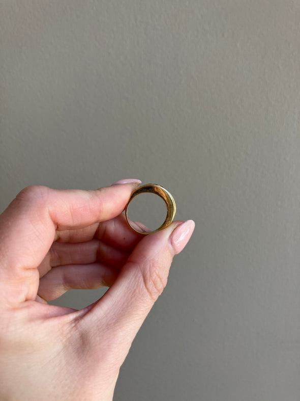 18K Yellow Gold Rainbow Ring Baguette Muti-Gemstones