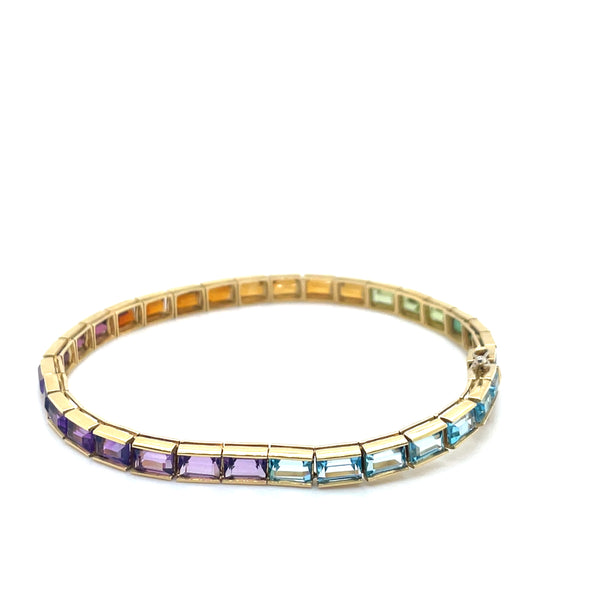 18k Yellow Gold Vintage Rainbow Tennis Bracelet