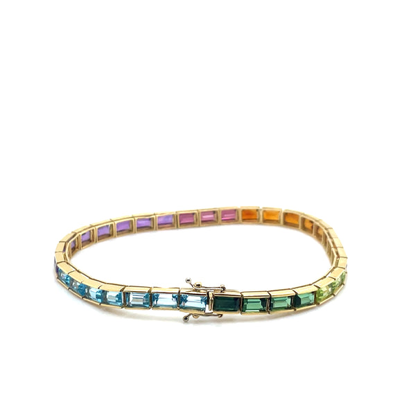 18k Yellow Gold Vintage Rainbow Tennis Bracelet