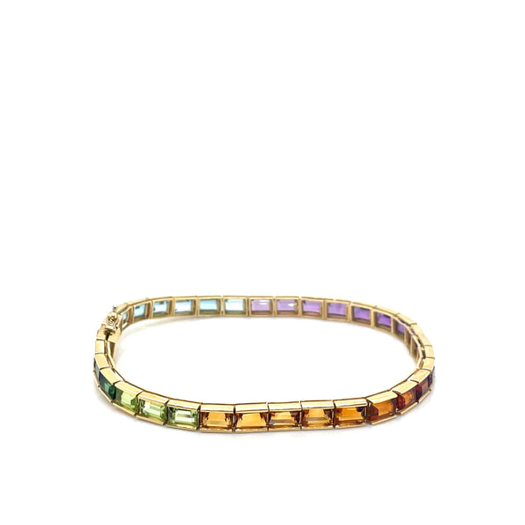 18k Yellow Gold Vintage Rainbow Tennis Bracelet