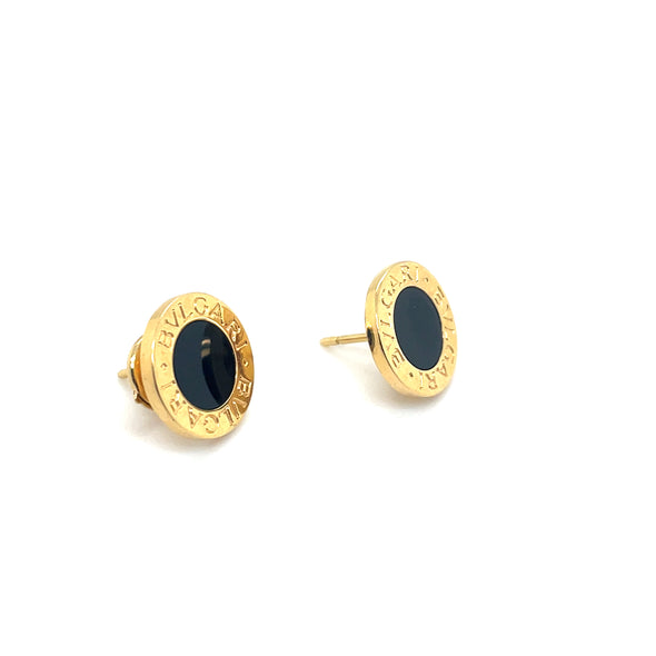 Bvlgari 18K Yellow Gold and Black Onyx Earrings
