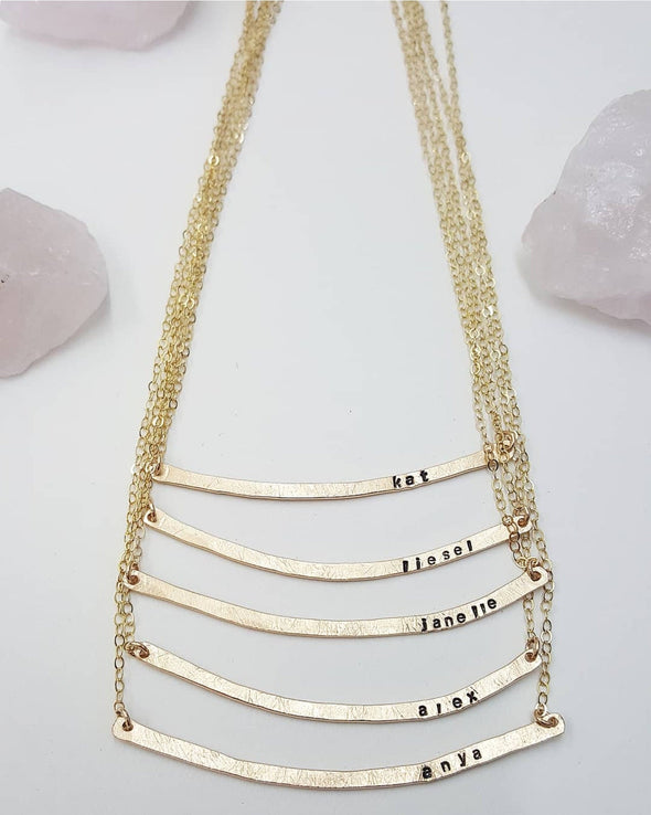 Hammered Personalized Bar Necklace