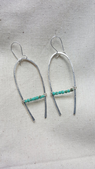 Hammered Turquoise Rainbow Earrings