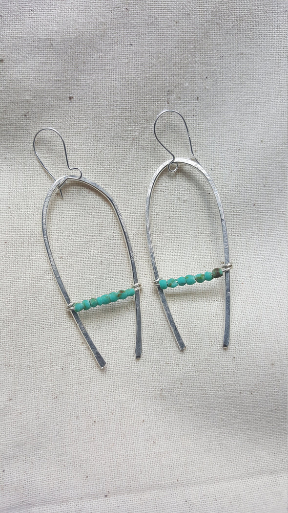 Hammered Turquoise Rainbow Earrings