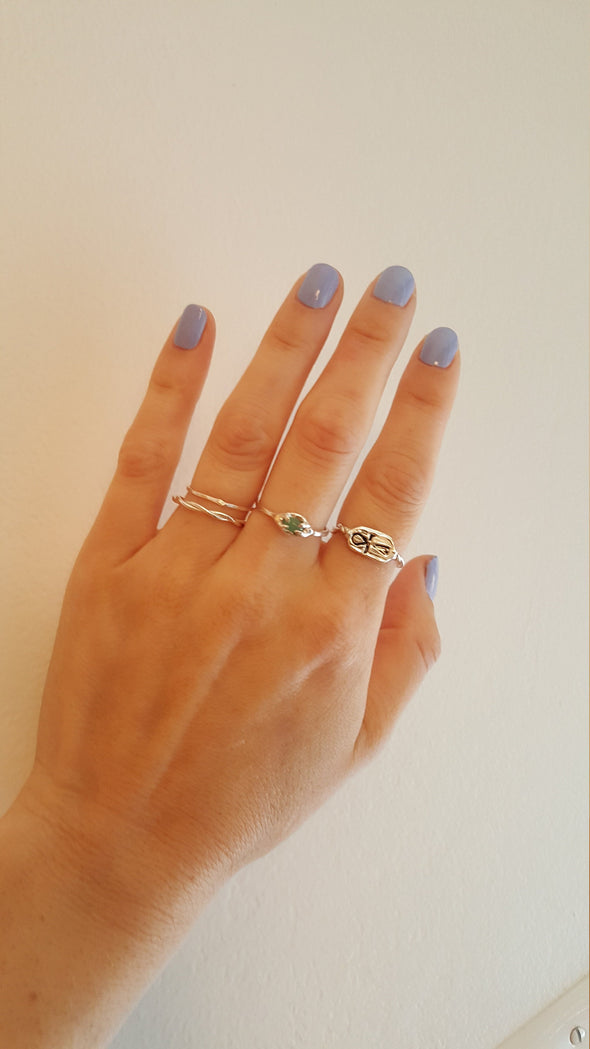Emerald Eye Ring in Sterling Silver